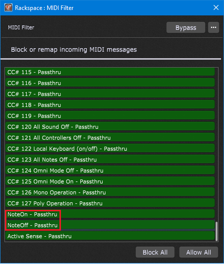 Toggle MIDI plugins on/off in the same rackspace without getting stuck notes