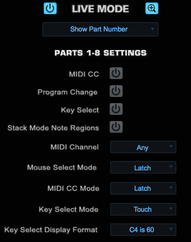 Spectrasonics Omnisphere Live Mode Settings