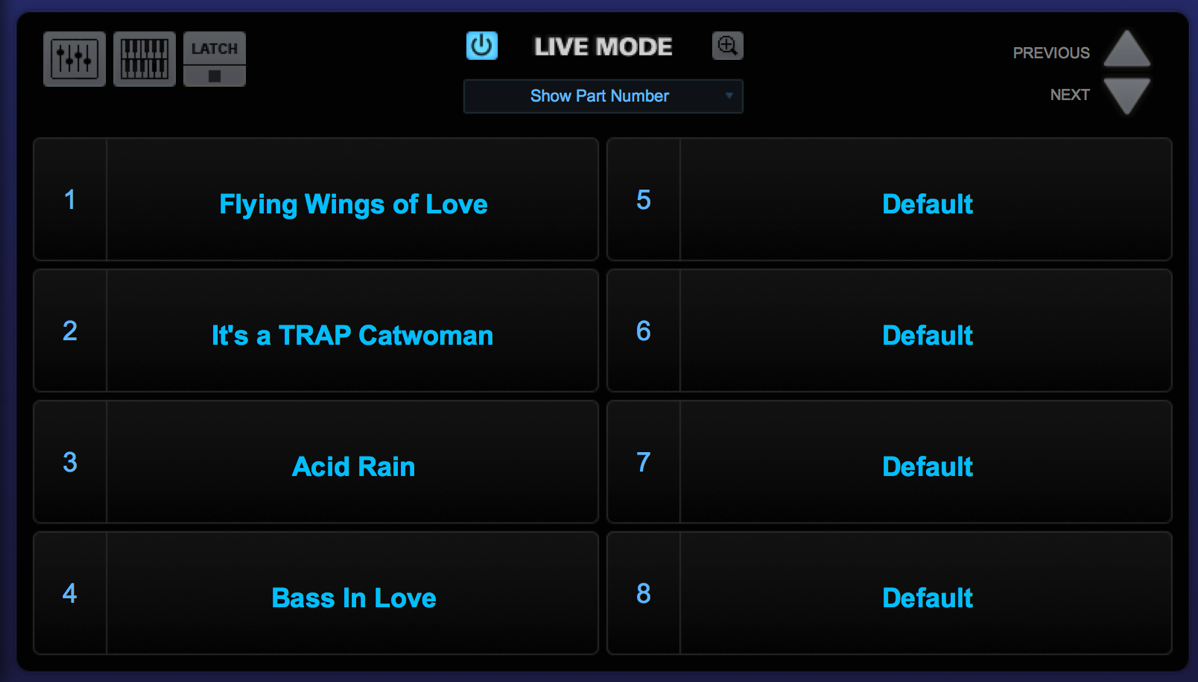 Spectrasonics Omnisphere Live Mode, select patches