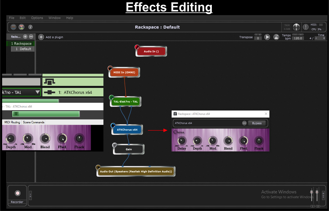 Gig Performer, Effects Editing, Brainspawn Forte