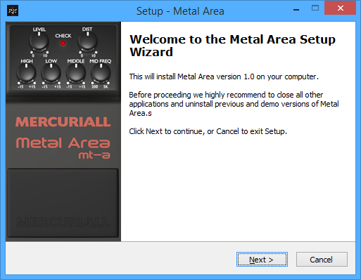 Mercuriall Metal Area MT-A Setup Wizard, Windows