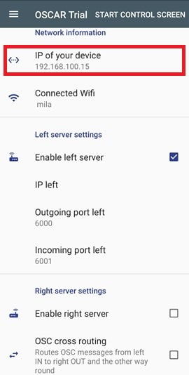 OSCAR OSC Controller, parameters