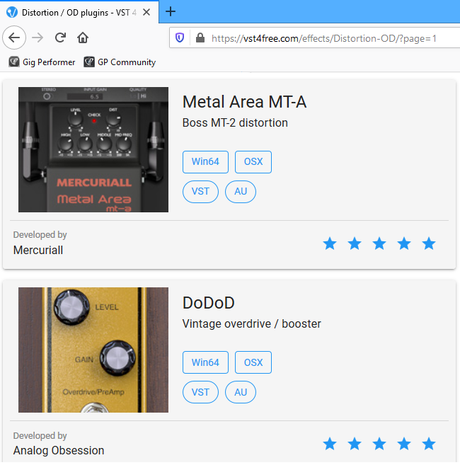 VST4FREE free VST VST3 AU plugins, Gig Performer