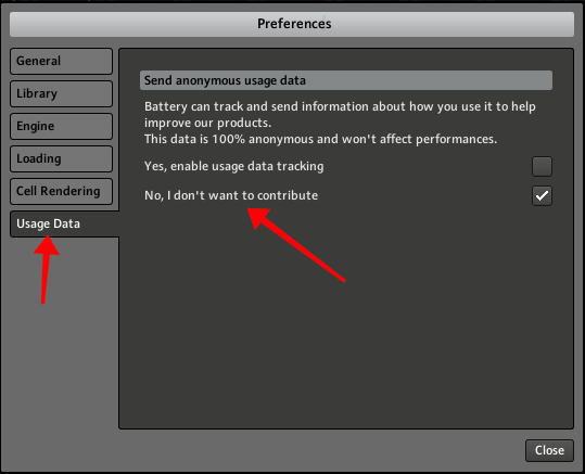 Turn Off Usage Data in Battery from Native Instruments