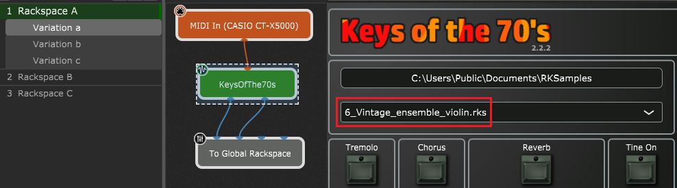 KeysOfThe70 plugin responds to program change messages