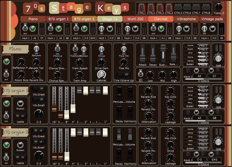 Beautiful panel for KeysOfThe70s synth plugin