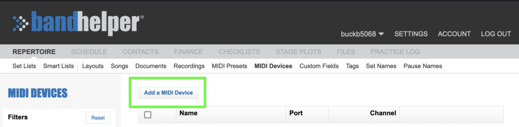 How to add a MIDI device in BandHelper