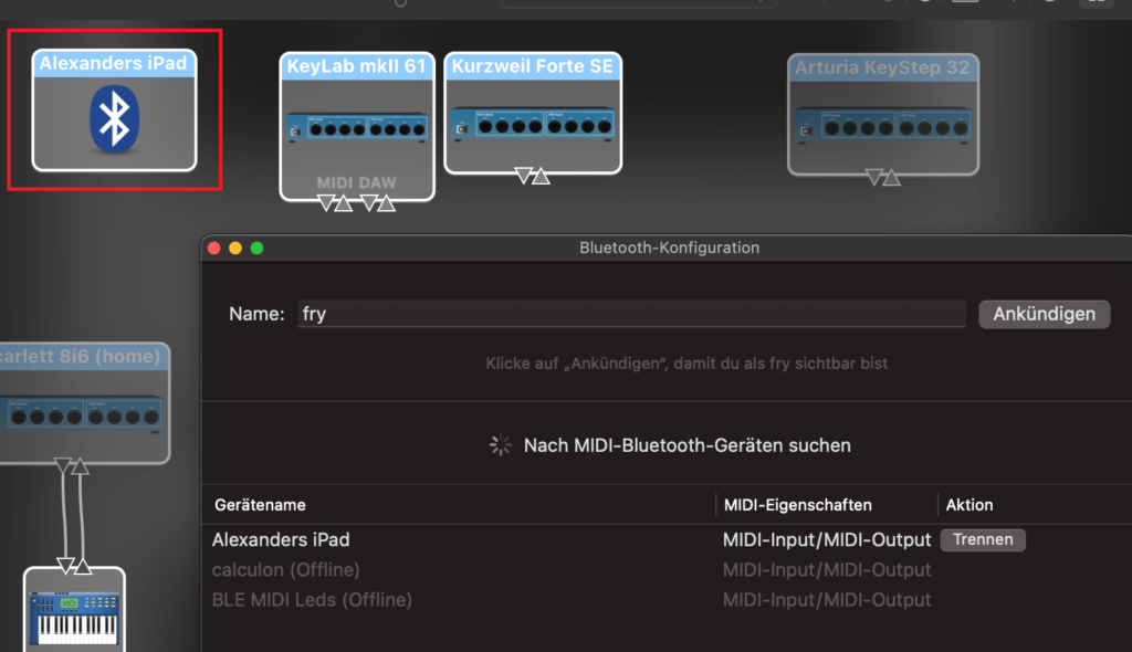 Bluetooth Konfiguration auf macOS an iPad - Fertig