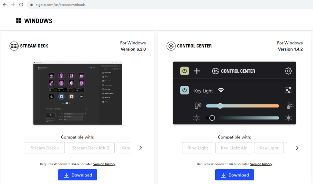 Download Stream Deck application from the official Elgato web site