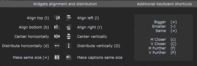 Widget alignment and distribution options in Gig Performer, best audio plugin host for live performance and session musicians