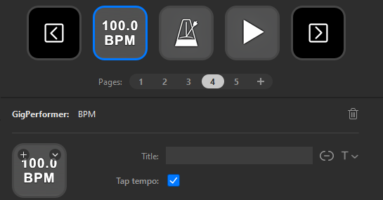 BPM and Optional Tap Tempo in a Gig Performer Stream Deck extension